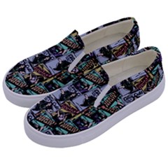 Comic Books Pattern Kids  Canvas Slip Ons by snowwhitegirl