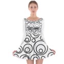 Abstract Black On White Circles Design Long Sleeve Skater Dress View1