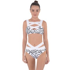 Abstract Black On White Circles Design Bandaged Up Bikini Set  by LoolyElzayat