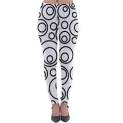 Abstract Black On White Circles Design Lightweight Velour Leggings by LoolyElzayat