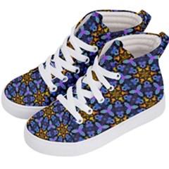 Blue Flowers Wallpaper Backgrounds Kids  Hi-top Skate Sneakers by Pakrebo