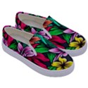 Neon Hibiscus Kids  Canvas Slip Ons View3