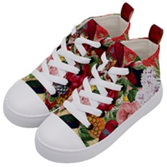 Tropical Bird Floral Kids  Mid-top Canvas Sneakers by snowwhitegirl