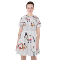 Children Children Drawing Flock Sailor Dress by Pakrebo