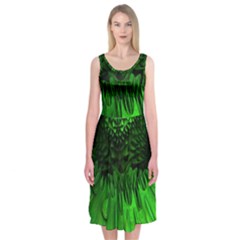 Fractal Rendering Background Green Midi Sleeveless Dress by Pakrebo