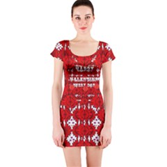 Happy Valentines Every Day Short Sleeve Bodycon Dress by pepitasart