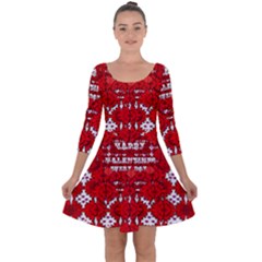 Happy Valentines Every Day Quarter Sleeve Skater Dress by pepitasart