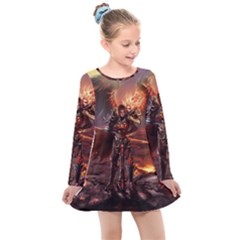 Fantasy Art Fire Heroes Heroes Of Might And Magic Heroes Of Might And Magic Vi Knights Magic Repost Kids  Long Sleeve Dress by Sudhe