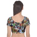 Comic Book Images Velvet Short Sleeve Crop Top  View2