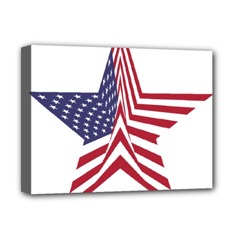 A Star With An American Flag Pattern Deluxe Canvas 16  X 12  (stretched)  by Sudhe