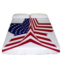 A Star With An American Flag Pattern Fitted Sheet (queen Size) by Sudhe