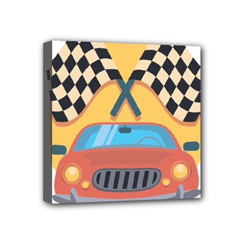 Automobile Car Checkered Drive Mini Canvas 4  X 4  (stretched) by Sudhe