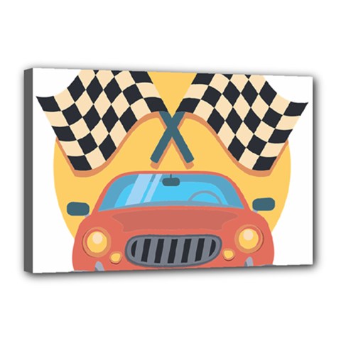 Automobile Car Checkered Drive Canvas 18  X 12  (stretched) by Sudhe