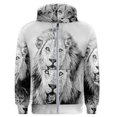 Lion Wildlife Art And Illustration Pencil Men s Zipper Hoodie by Sudhe