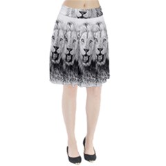 Lion Wildlife Art And Illustration Pencil Pleated Skirt by Sudhe