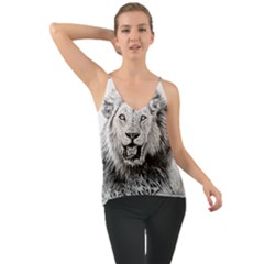 Lion Wildlife Art And Illustration Pencil Chiffon Cami by Sudhe