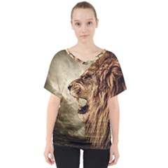 Roaring Lion V-neck Dolman Drape Top by Sudhe