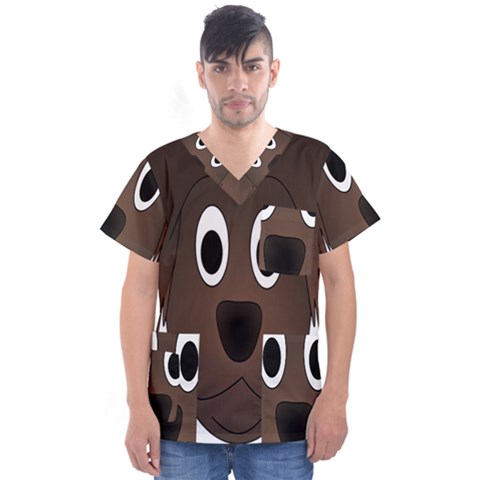 Dog Pup Animal Canine Brown Pet Men s V-neck Scrub Top by Sudhe