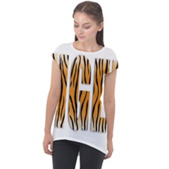 Tiger Bstract Animal Art Pattern Skin Cap Sleeve High Low Top by Sudhe