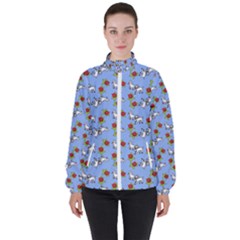 Lamb Pattern Blue High Neck Windbreaker (women) by snowwhitegirl