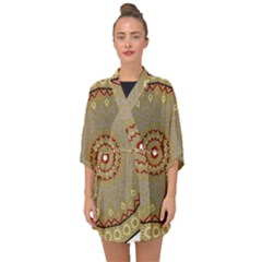 Mandala Art Ornament Pattern Half Sleeve Chiffon Kimono by Sudhe