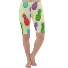 Colorful Pineapples Wallpaper Background Cropped Leggings  by Sudhe