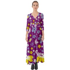 Floral Flowers Button Up Boho Maxi Dress by Sudhe