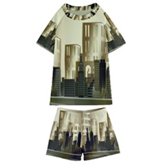 Architecture City House Kids  Swim Tee And Shorts Set by Sudhe