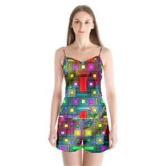 Art Rectangles Abstract Modern Art Satin Pajamas Set by Sudhe