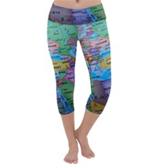 Globe World Map Maps Europe Capri Yoga Leggings by Sudhe