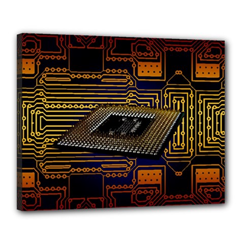 Processor Cpu Board Circuits Canvas 20  X 16  (stretched) by Sudhe