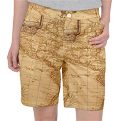 Map Discovery America Ship Train Pocket Shorts by Sudhe