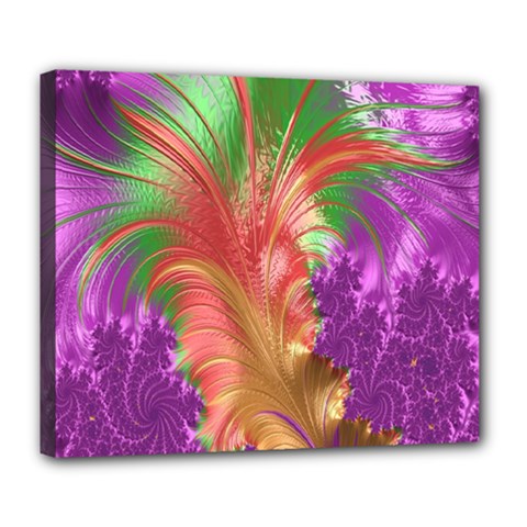 Fractal Purple Green Orange Yellow Deluxe Canvas 24  X 20  (stretched) by Sudhe