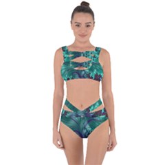 Fractal Turquoise Feather Swirl Bandaged Up Bikini Set  by Sudhe