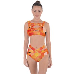 Background Pattern Of Orange Mosaic Bandaged Up Bikini Set  by Sudhe