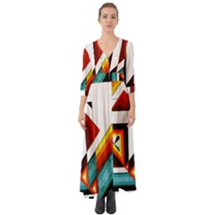 Diamond Acrylic Paint Pattern Button Up Boho Maxi Dress by Sudhe