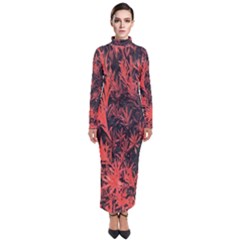 Orange Etched Background Turtleneck Maxi Dress by Sudhe