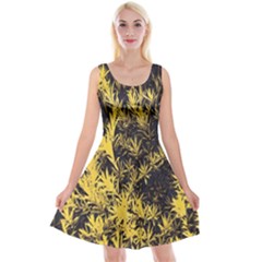 Artistic Yellow Background Reversible Velvet Sleeveless Dress by Sudhe