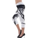 Silhouette Photo Of Trees Lightweight Velour Capri Leggings  View3