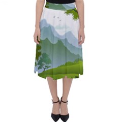 Forest Landscape Photography Illustration Classic Midi Skirt by Sudhe