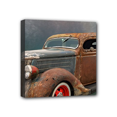 Auto Old Car Automotive Retro Mini Canvas 4  X 4  (stretched) by Sudhe