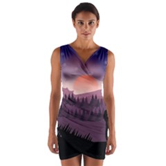 Dusk Sunset Dawn Sky Evening Wrap Front Bodycon Dress by Sudhe