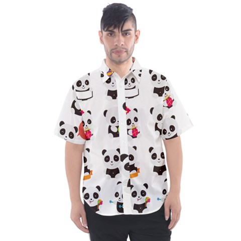 Giant Panda Bear Cuteness Men s Short Sleeve Shirt by Sudhe