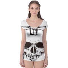 Skull Knife Euclidean Vector Skull Sword Inserted Boyleg Leotard  by Sudhe