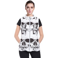 Skull Knife Euclidean Vector Skull Sword Inserted Women s Puffer Vest by Sudhe