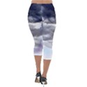 Thunder And Lightning Weather Clouds Painted Cartoon Lightweight Velour Capri Leggings  View2