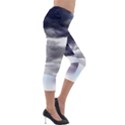 Thunder And Lightning Weather Clouds Painted Cartoon Lightweight Velour Capri Leggings  View4