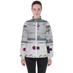 Game Boy White High Neck Windbreaker (women) by Sudhe