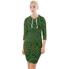 Circuit Board Electronics Draft Quarter Sleeve Hood Bodycon Dress by Pakrebo