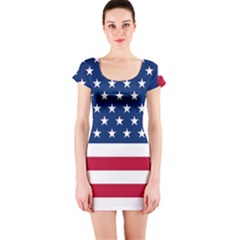 American Flag Short Sleeve Bodycon Dress by Valentinaart